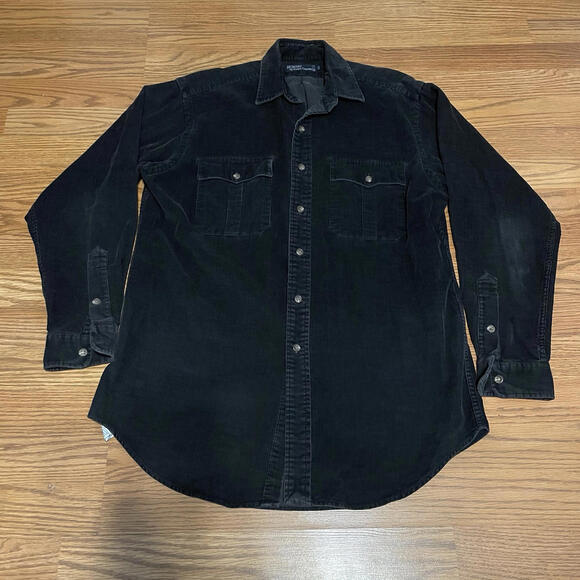 Ralph Lauren Other - Polo Ralph Lauren Black Corduroy Shirt Double Pocket Vintage Mens Size M Rare